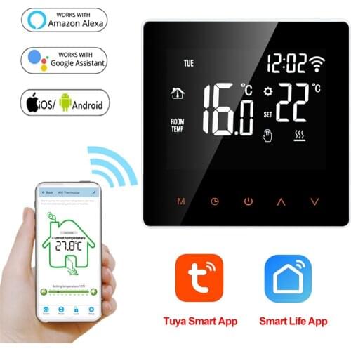 Szaoju Tuya WiFi Smart Thermostat Electric Floor Heating Water/Gas Boiler Temperature Remote Controller for Alexa Google Home