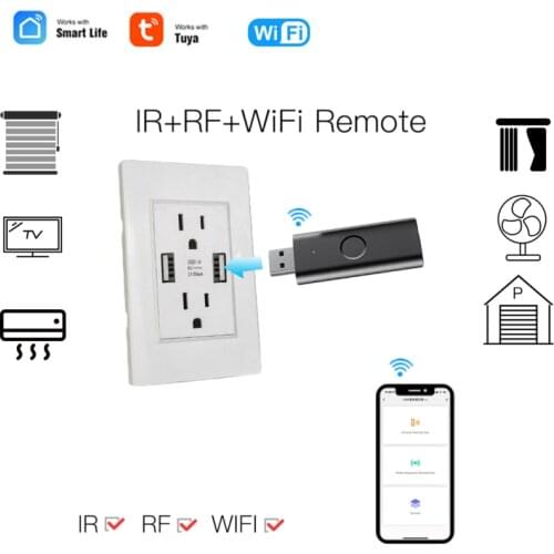 Smart Life Tuya WiFi RF+IR Universal Remote Controller USB Shape Smart Controller RF Appliances Work With Alexa Google Home