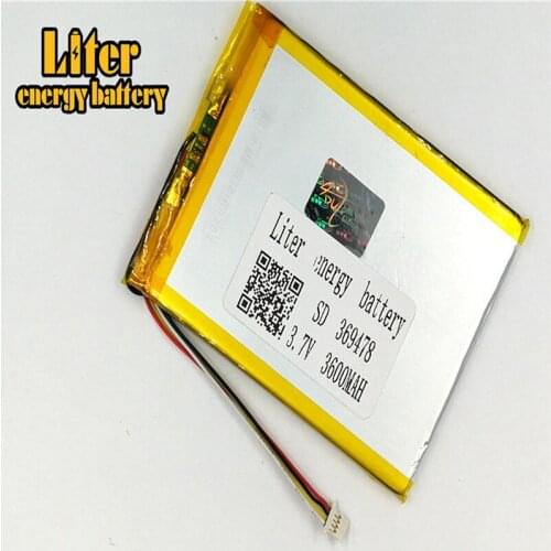 Plug 1.0-4P 369478 Rechargeable high quality LiPo 3.7v 3600mAh lithium ion polymer battery
