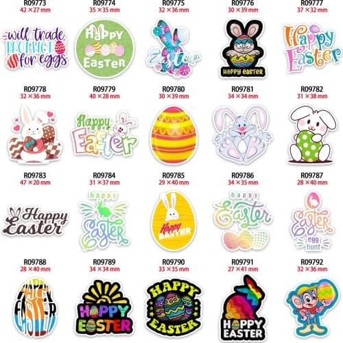 Happy Easter Day Acrylic Resin Eggs Rabbit Cartoon Printed 30pcs/lot for for DIY Phone Decorations Accessories