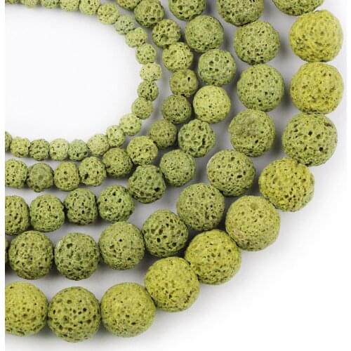 YHBZRET Green Volcanic Lava Natural Stone Spacer 4/6/8/10/12MM Loose Beads For Jewelry making DIY Bracelet necklace Accessories