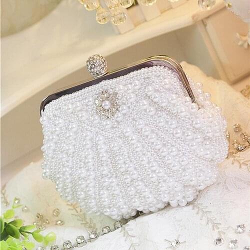 Large-capacity Shell Pearl Handbag Women Handmade String Crystal Dinner Bag Ladies Chain Party Banquet Bag Storage Tools