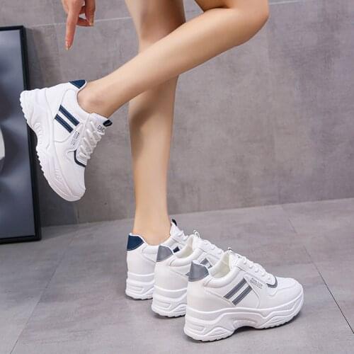 2021 New Spring Womens Shoes PU Leather Women Vulcanized Shoes Fashion Platform Comfortable Lace-up Outdoor White Casual Shoes