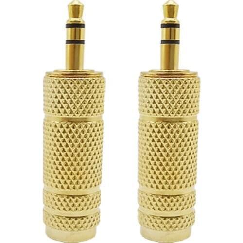 2Pcs AUX 6.5mm Female to 3.5mm Male Stereo Audio Adapter Socket Jack to Plug Connector Converter Microphone Earphone Headphones