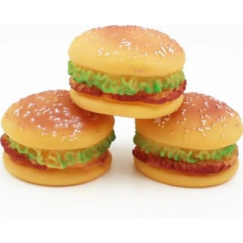 2PCS Toys For Dog Simulation Hamburger Shaped Pet Toys Funny Sound Squeak Toy For Dogs Cats Training Playing Chewing Fidget Toys