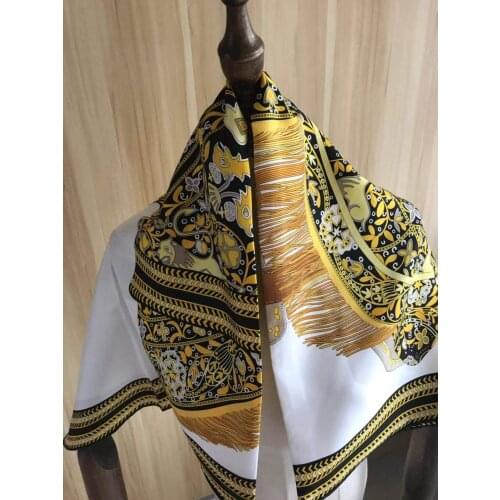 2021 new arrival winter spring classic design 100% real silk scarf twill hand made roll 90*90 cm shawl wrap for women lady