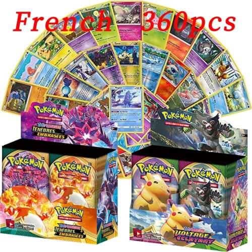 French 360Pcs Version Pokemon Cards Box TCG: Sun & Moon Evolutions Booster Shinny Card Pokemon Game Toy Kids Birthday Gift