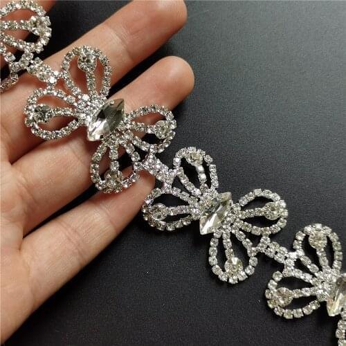 5x Butterfly Silver Diamond Strap Rhinestones Trim Ribbon Blinking Crystal Metal Chain For Clothes Dress Bag Accessories