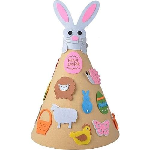 Kids Easter Bunny Decoration DIY Felt Bunny Set With Accessories 3D Rabbit Tree Easter Gift For Children Home Door Wall