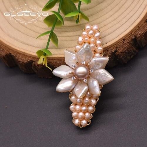 GLSEEVO Natural Freshwater Baroque Pearl HairPin Korean Head For Couple Confession Flower Style Handmade Fashion Jewelry GH0016