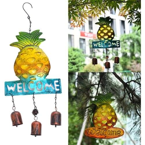 HOT Pineapple Wind Chimes Retro Welcome Sign Decor for Front Door Home Porch Wall Indoor Outdoor Garden Yard Fence NDS