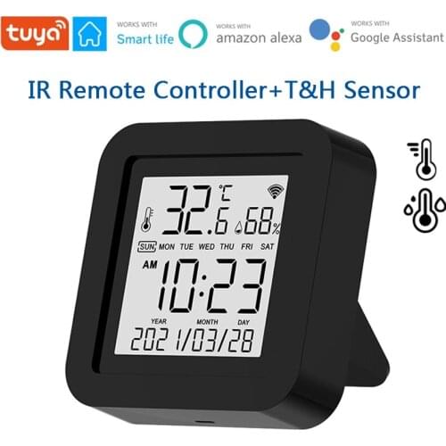 Tuya Smart WiFi IR Remote Control With Temperature Humidity Sensor Smart Universal Infrared For AC TV DVD ,Alexa Google Home