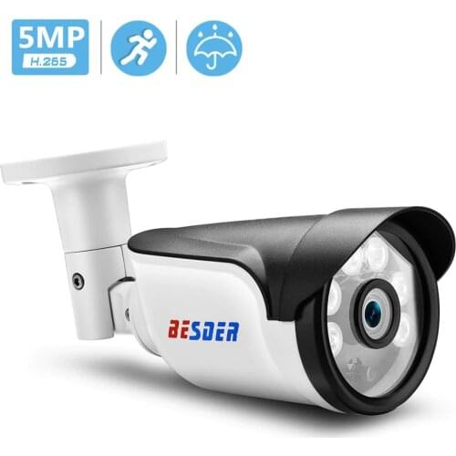 BESDER H.265 IP POE Security Camera Bullet Outdoor Waterproof Video Surveillance Cameras H.265 Network Motion Camera 5MP 3MP 2MP