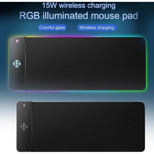 Mouse Mat Waterproof Multifunctional 10W RGB Gaming Wireless Charging Computer Mousepad for Office