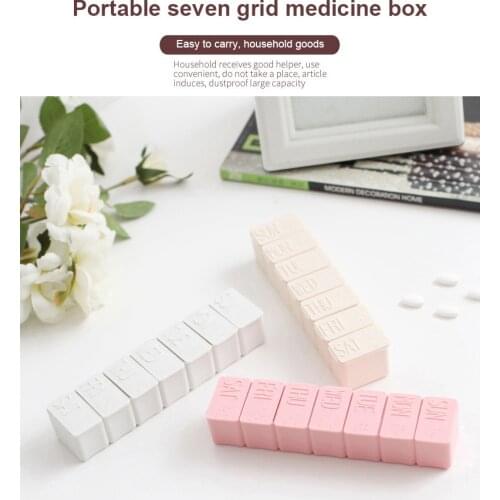 2Pcs 7 Grids Pill Medicine Box Weekly Candy Pill Case With Braille Packing Medicine Tablet Dispenser 3 Colors Pill Storage Conta
