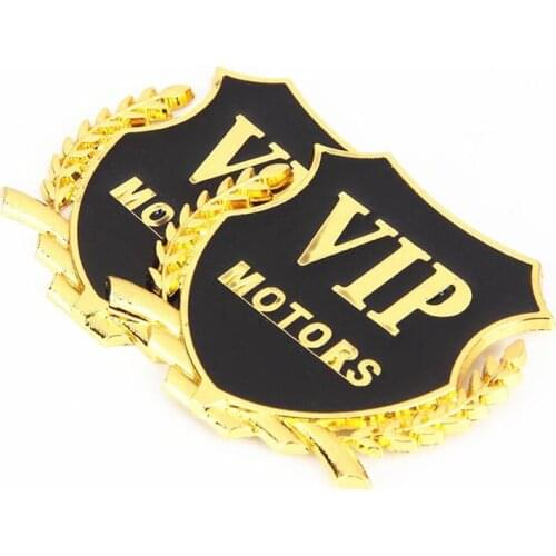 2pcs/Lot 3D Logo VIP MOTORS Metal Car Chrome Emblem Badge Decal Door Window Body Auto Decor DIY Sticker Car Decoration Styling
