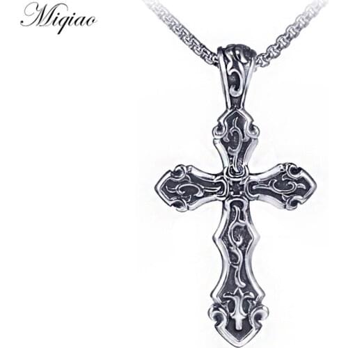 Miqiao Explosion Trend Snake Bone Chain Cross Pendant Stainless Steel Necklace