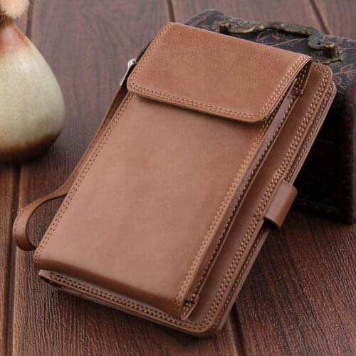 Hot Selling Men Leather Purse Zipper Wallet Handbag Business Long Phone Wallets Multifunction Bag -B5