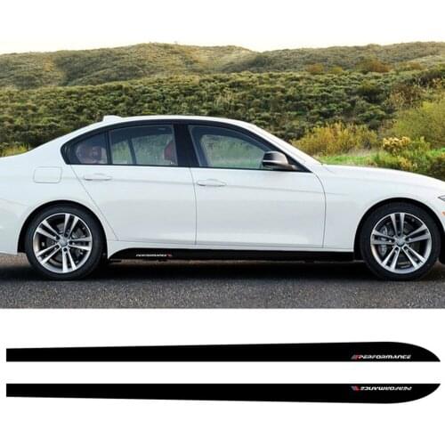 2PCS Car Side Skirt Stickers Racing Strip Vinyl Decal For BMW 5 Series 3 Series