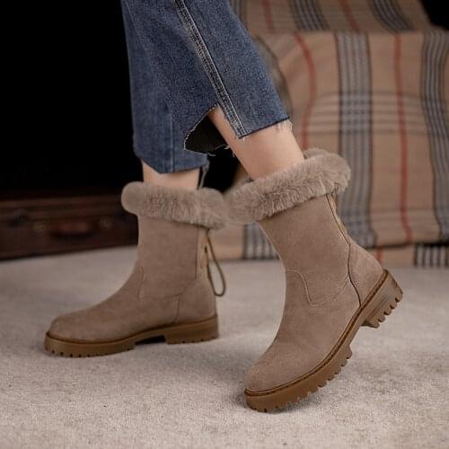 New Women Winter Snow Boots Warm Flat Plus Size Platform Lace Up Ladies Womens Shoes New warm lambswool Ankle Boots Female