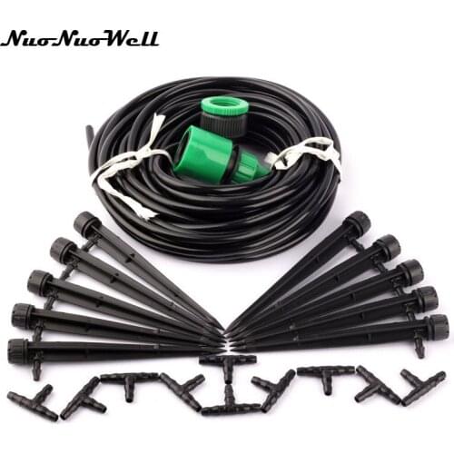 NuoNuoWell Micro Drip Irrigation System Kit 10 Dripper and 10 meter 4/7" Hose Microns Garden Patio flowerpot Watering