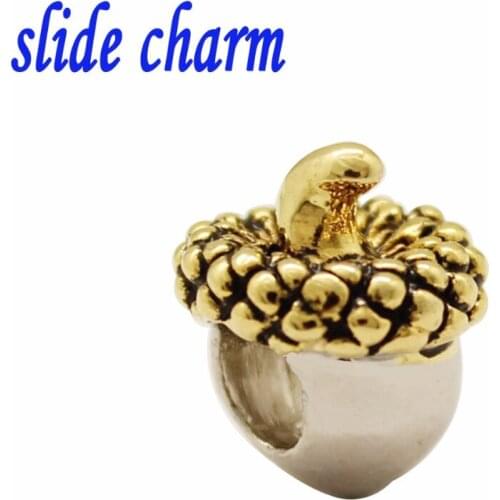 Slide charm wholesale Free shipping Fashion Jewelry golden fruit Charms Bracelets fit Pandora bracelet