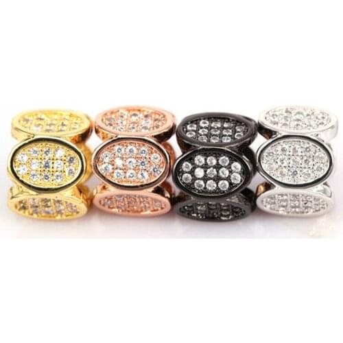 Popular Micro Pave Beads Large Hole Round Tube Cubic Zircon Slider Beads Charms Colorful Jewelry Bracelet