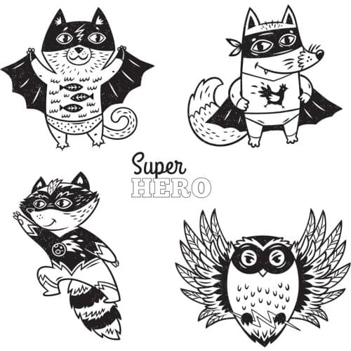 AZSG Superhero / Animals Clear Stamps For DIY Scrapbooking Decorative Card Making Crafts Fun Decoration Supplies