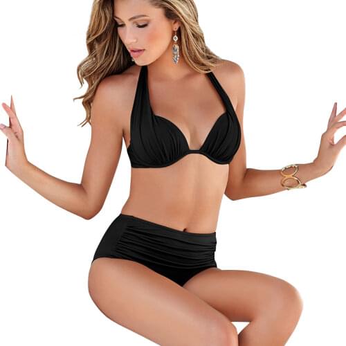Sexy Women Bikini 2020 Solid Color Swimwear Female Push Up Bathing Suit High Waist Summer Beach Wear Brazilian Two-Pieces Suit