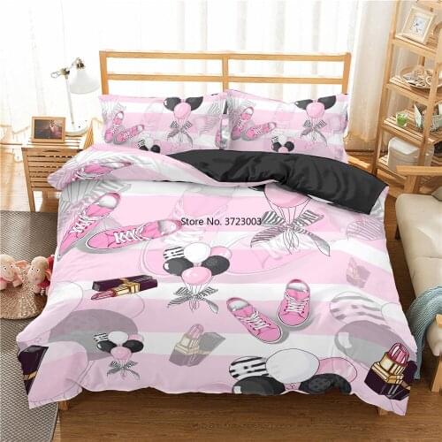 Luxury Cosmetics Lipstick Bedding Set Pink Girl Bedroom Decoration Down Quilt Cover Pillowcase Home Textiles 2/3 Pieces
