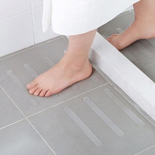 10PCS Self-adhesive Transparent Waterproof Anti-slip Stickers Strips for Home Kitchen Bathroom Stairs 20x2cm/7.87x0.79inch
