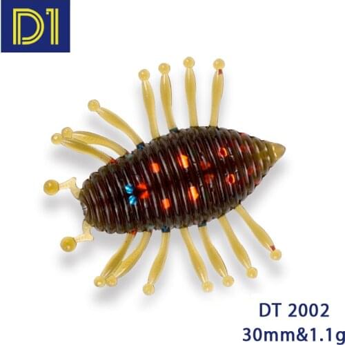 D1 Silicone Soft Lure Larva Worm Fishing Lures Floating 30mm/1.1g Hollow Body Quality Plastic Bait Worm Swimbait For Trout Perch