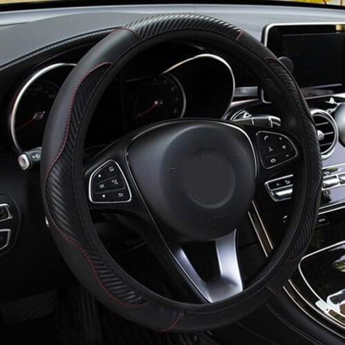 Replacement Steering Wheel Cover Interior Carbon fiber leather 37-38CM Round Accessories