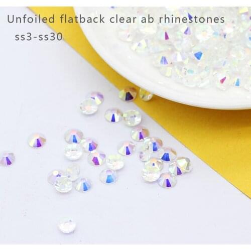 SS3-SS30 Transparent AB Unfoiled Flatback Non Hotfix Glass Rhinestones Nail Art Table Confetti Decoration Wedding Party Crystals
