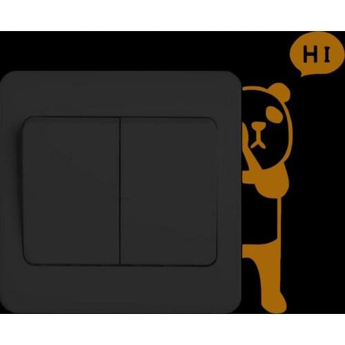 Cute Cartoon Panda Glow Switch Sticker Funny Bear Hi Animal Wall Sticker Kids Rooms Bedroom Laptop Car Home Luminous Decal Decor