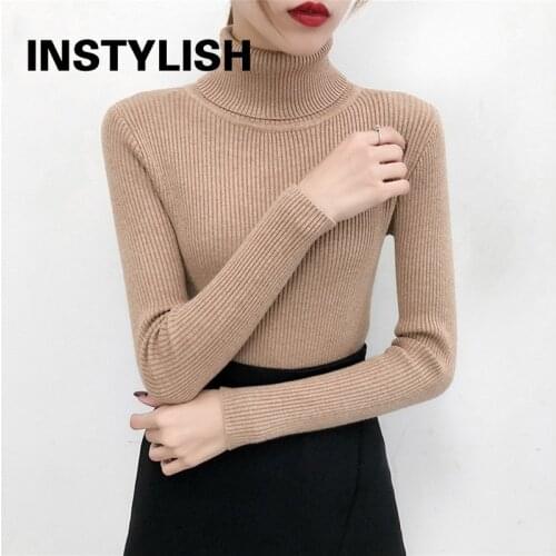 Turtleneck Women Sweater Autumn Winter Korean Harajuku Pullover Casual Solid Knitting Top Soft Warm Jumper Pull Vintage Sweater