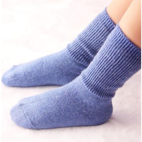 6 color Thickened Warm Baby Socks Boys Girls Autumn Winter 1-6 year Wool Socks Cotton Loose Mouth Pure color Khaki 3pair