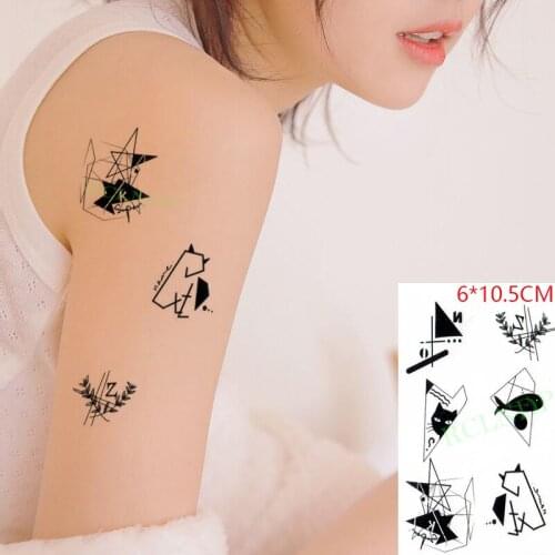 Waterproof Temporary Tattoo Sticker Cat Whale Cross Cute Cartoon Body Art Flash Tatoo Fake Tatto for Women Men