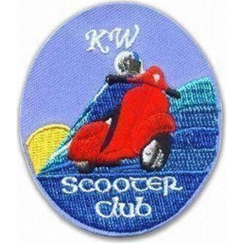 Scooter Club Embroidery Badges Made by Twill Merrow Broder and PVC backing MOQ50pcsfree shipping by Post
