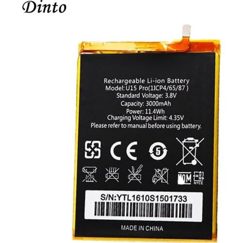 Dinto Original for OUKITEL U15 Pro 3000mAh Replacement Smart Phone Battery Li-po Backup Batteries for OUKITEL U15 Pro Phone
