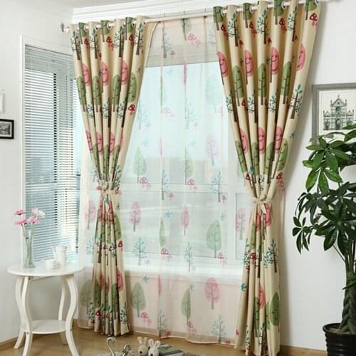 Lovely Tree Printed Blackout Window Curtains For Children Living Room Bedroom Custom Made Drapes For Boys Girls Kids