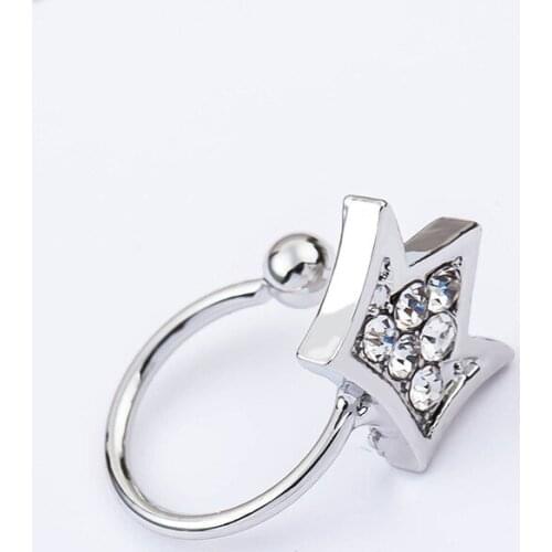 Bling Crystal Crown Metallic Golden Silver Plated Ear Cuff Women Clip Earrings