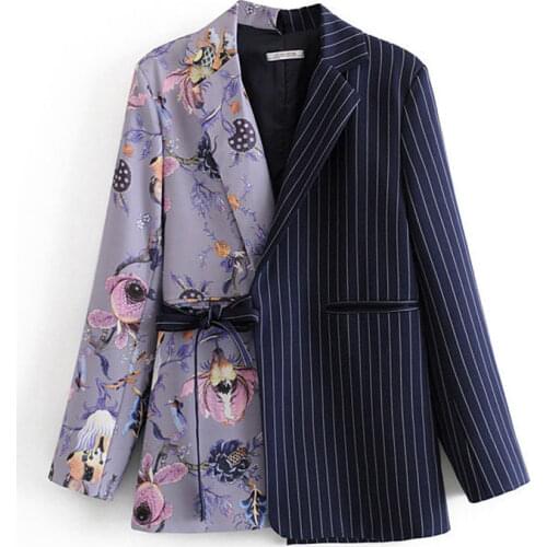 Irregular Women Blazer 2021 New Spring Classic Print Lady Suit Coat Fashion Elegant Slim Long-sleeved Casual Tops Abrigo Mujer