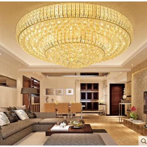 Golden round crystal ceiling lamp living room lamps LED restaurant lamp atmospheric ceiling lamps bedroom room lighting fixture