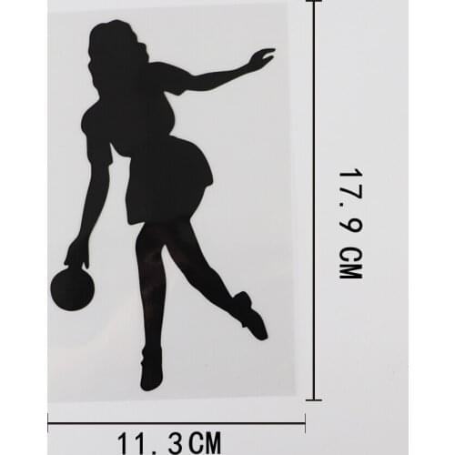 11.3CMX17.9CM Fun Girl Bowler Bowling Lady Decal Vinyl Car Sticker Black/Silver 8A-1133