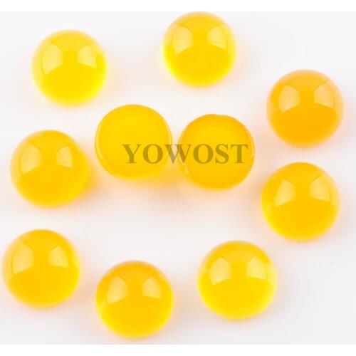 20Pcs 6mm Round Cabochon Women Charms Jewelry DIY Accessories For Earrings Necklace Yellow Agates Stone Beads no hole QU3281