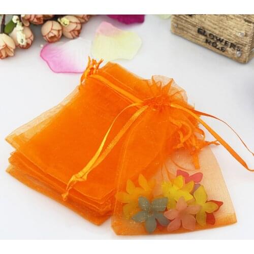 30X40cm (12"x16")100pcs Large Orange Organza Bags 5x7cm Wedding Jewelry Packaging Organza Gift Pouches With Drawstring