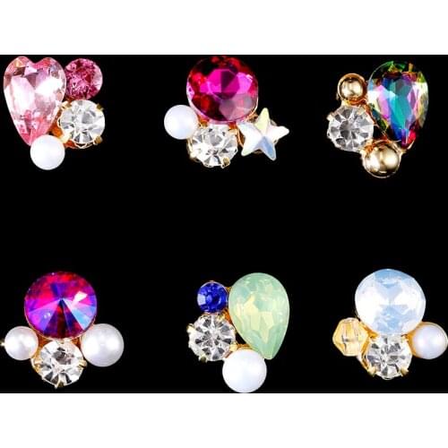 5pcs/set Nail Jewelry Rhinestone Crystal DIY Charms 3D Nail Decoration Crystal Shaped Alloy Nail Art Diamond Pearl Nail Jewelry