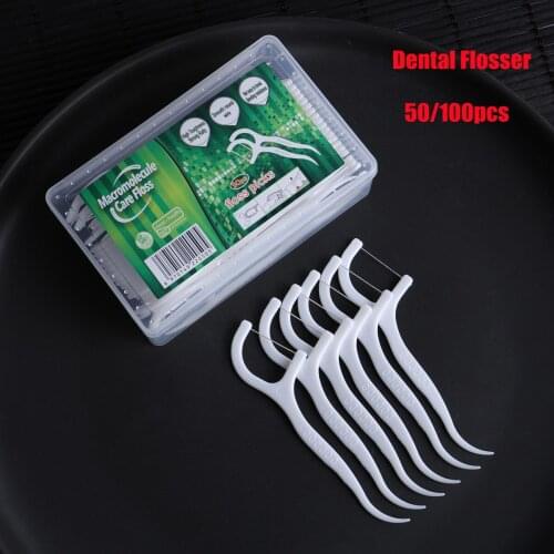 50/100pcs Disposable Dental Flosser Interdental Brush Teeth Stick Toothpicks Floss Pick Oral Gum Teeth Cleaning Care Oral Care