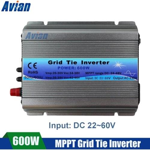600W MPPT Solar Inverter Grid Tie Inverter 30V 36V Panel 60 72 Cells 110V or 220V Output 22~60VDC Input LED Indicator Display